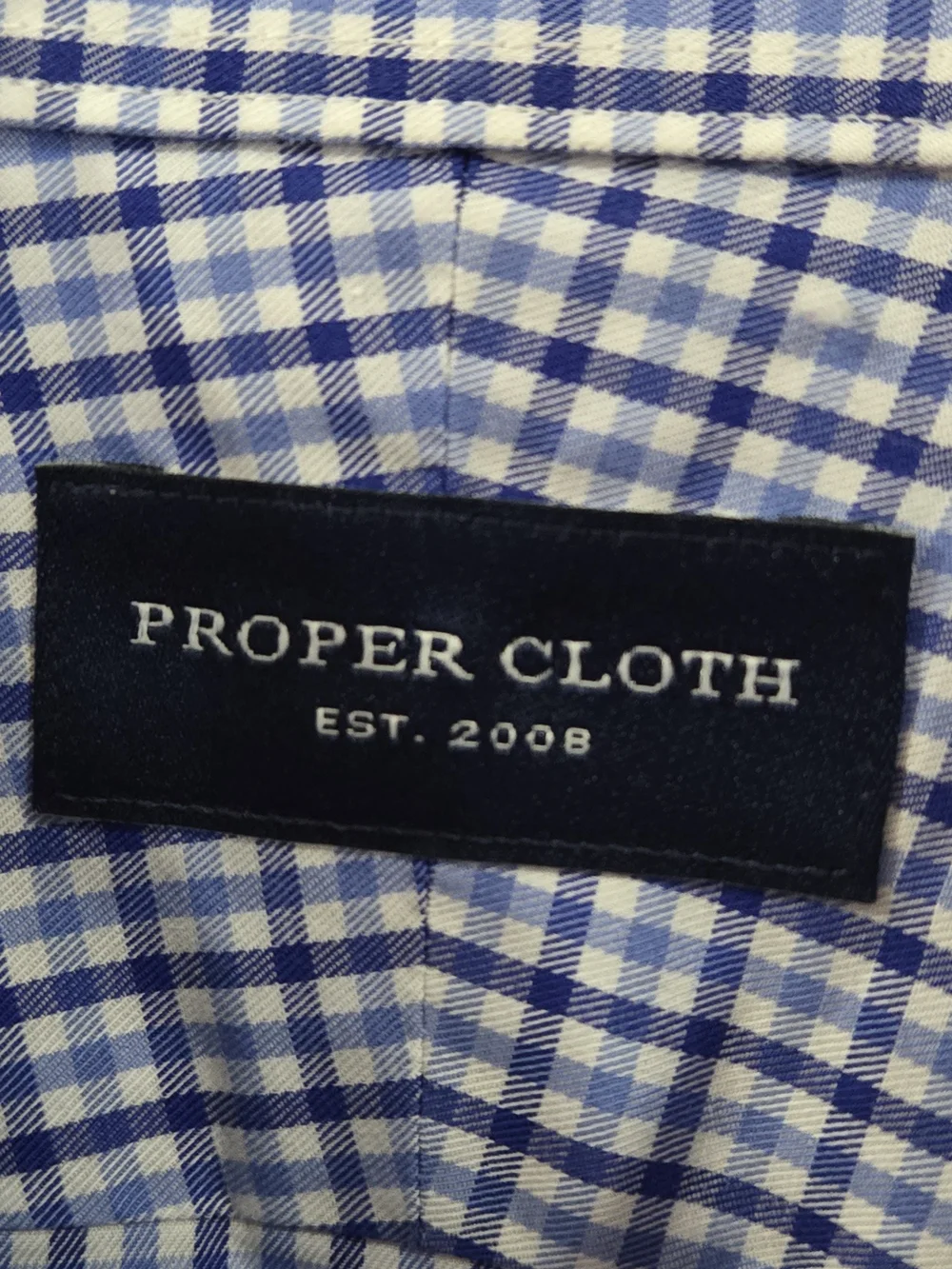Proper Cloth Sz 15.5 Button-Down Blue Micro-Check Shirt - Picture 2 of 7